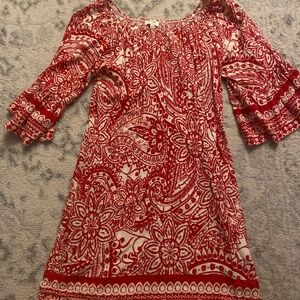 Red & white floral dress